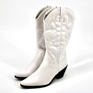 Embroidered Knee High Western Cowboy Boots Womens Size 8 in White NEW